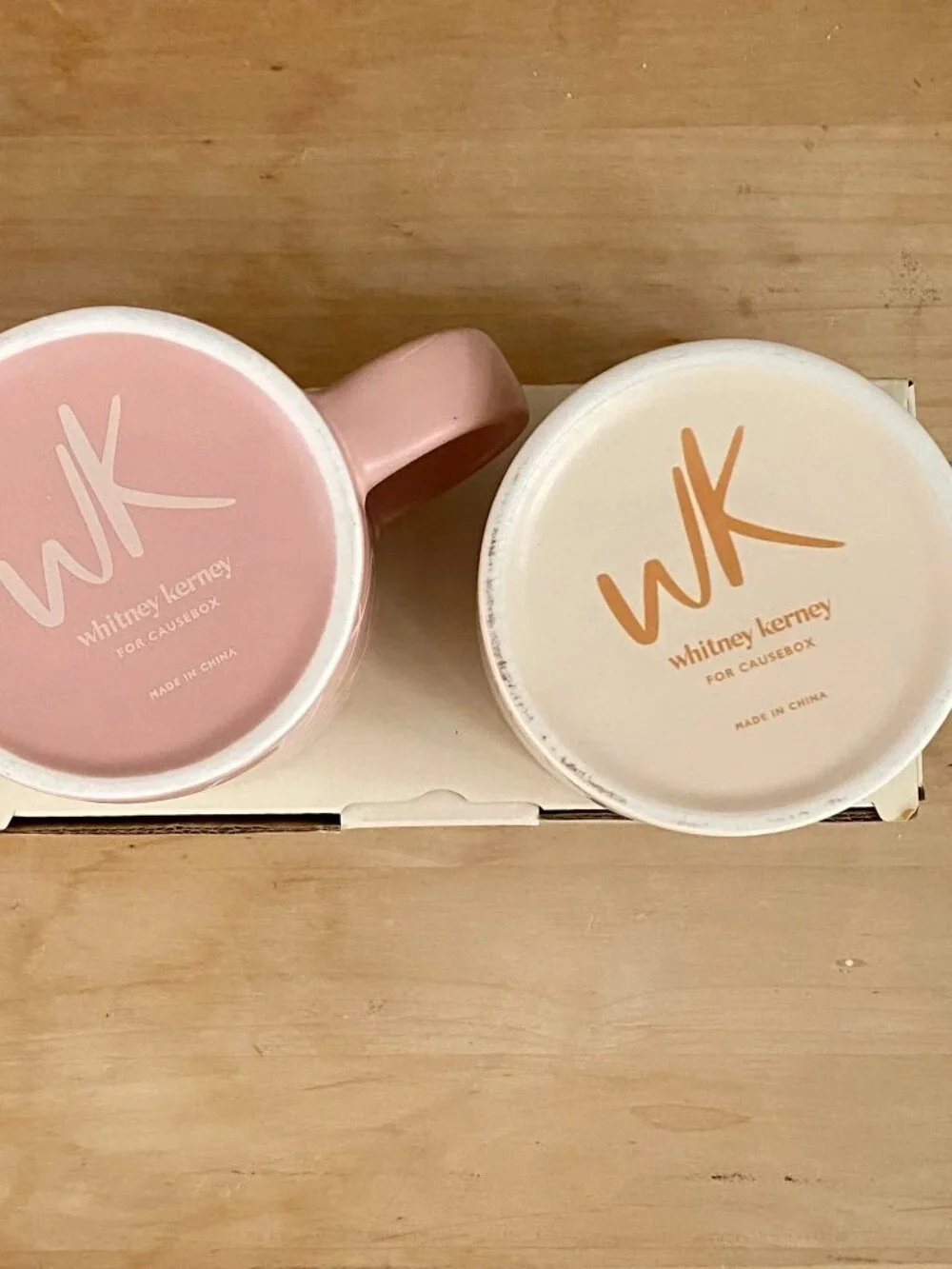 Whitney Kerney: Set of 2 Mugs, Ivory and Pink, Brand New in Original Packaging.
